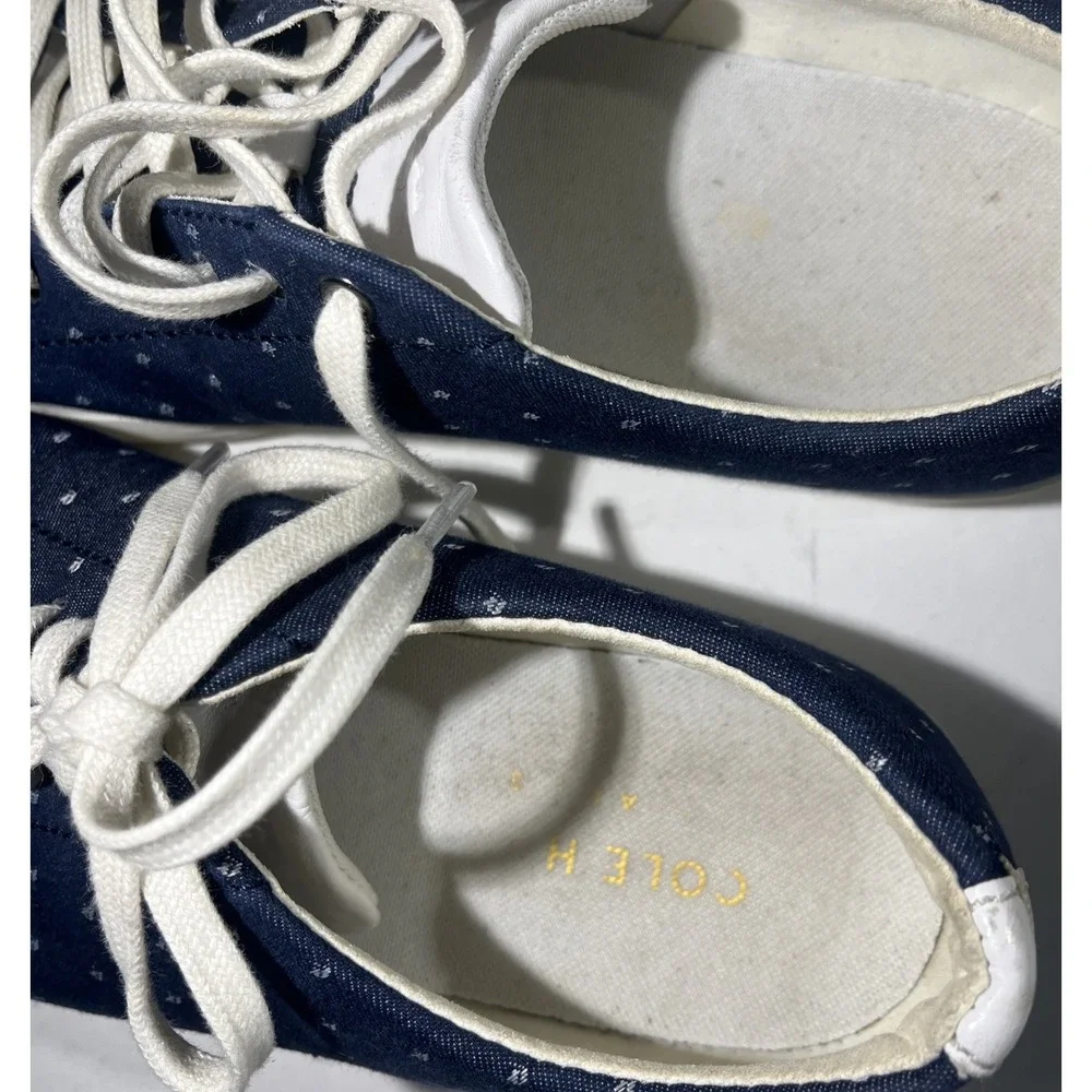 Cole Haan Grand Crosscourt II Women's 7.5B Dark Blue Denim Polka Dot Sneakers